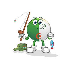 Obraz premium algerian flag fisherman illustration. character vector