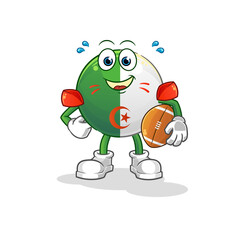algerian flag playing rugby character. cartoon mascot vector
