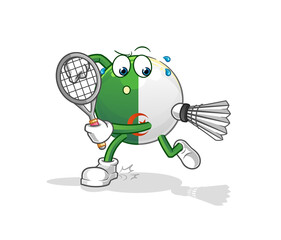 Obraz premium algerian flag playing badminton illustration. character vector