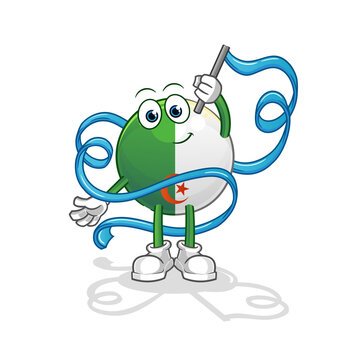 recommend clip art: algerian flag Rhythmic Gymnastics mascot. cartoon vector