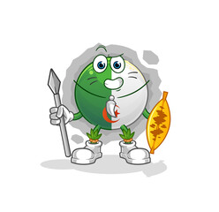 algerian flag african tribal fighter mascot. cartoon vector