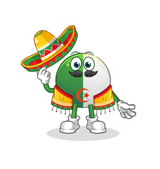 algerian flag Mexican culture and flag. cartoon mascot vector