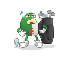 algerian flag with golf equipment. cartoon mascot vector