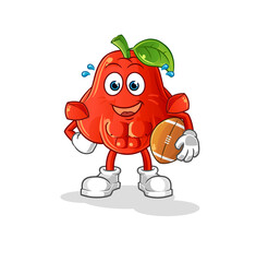 water apple playing rugby character. cartoon mascot vector