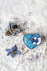 Japanese beaded brooches, handmade jewelry