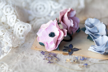 hair clips from foamiran, handmade, scrunchy for girls