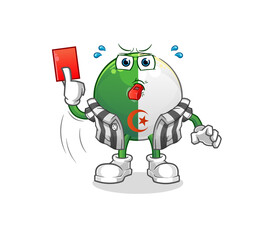 algerian flag referee with red card illustration. character vector