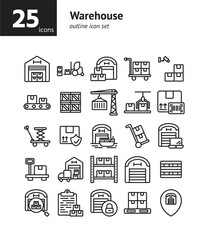 Warehouse outline icon set. Vector and Illustration.