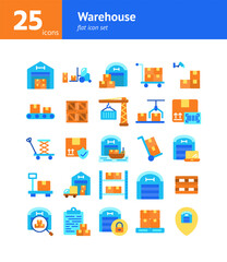 Warehouse flat icon set. Vector and Illustration.