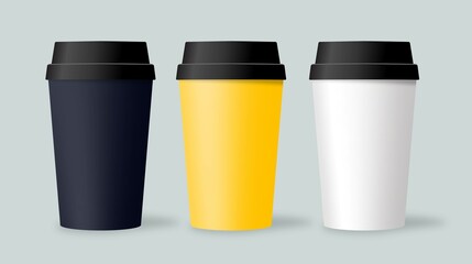 Takeaway coffee cup. Vector empty plastic coffe cup template isolated on white background.