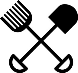 Spade and pitchfork on white background.eps