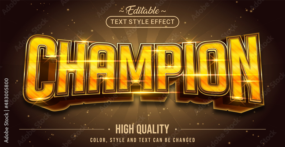 Poster Editable text style effect - Champion text style theme.
