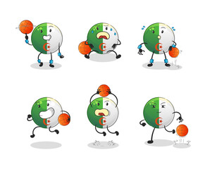 Naklejka premium algerian flag basketball player group character. mascot vector