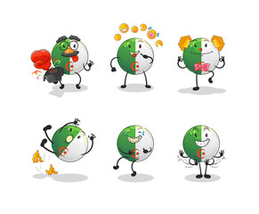 algerian flag comedy set character. cartoon mascot vector