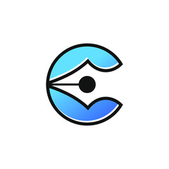 Letter C Pen Logo Design Template Inspiration, Vector Illustration.