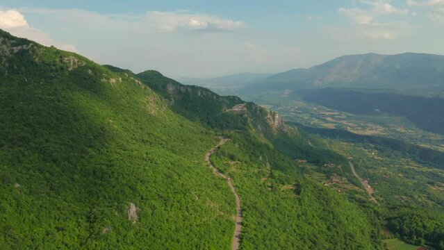 Aerial view of the Zeta Valley from monastery of Ostrog, Montenegro.