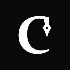 Letter C Pen Logo Design Template Inspiration, Vector Illustration.