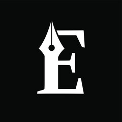 Letter E Pen Logo Design Template Inspiration, Vector Illustration.