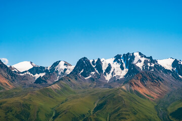 Dzungarian Alatau mountain range. Tourism, travel, hiking in Kazakhstan concept.