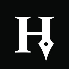 Letter H Pen Logo Design Template Inspiration, Vector Illustration.