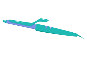 Curling iron, professional hair styling. vector illustration of folded scissors, doodle style, isolated on white.