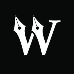 Letter W Pen Logo Design Template Inspiration, Vector Illustration.