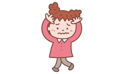 困った〜と頭を抱える女の子
