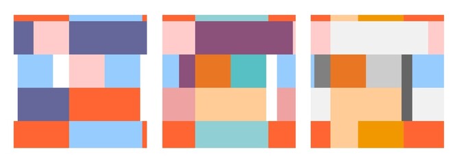 Set of abstract geometric patterns in bright colors