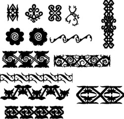 Borneo Motif for ornament, tattoo and traditional use - obrazy, fototapety, plakaty