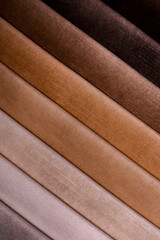 Samples of furniture fabrics.Multicolor fabric texture background.Velours.