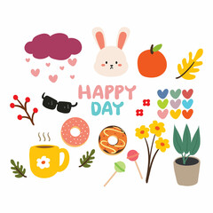 cartoon of cute stuff sticker set