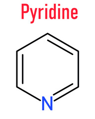 Pyridine chemical solvent and reagent molecule. Skeletal formula.