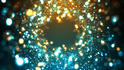 Obraz na płótnie Canvas ドーナツ状のパーティクルの光の粒子 キラキラ　ゴージャス　幻想　ファンタジー　ロマンティック