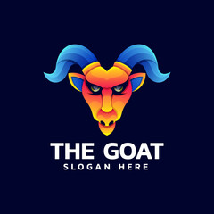 Vector Logo Illustration Goat Gradient Colorful Style.