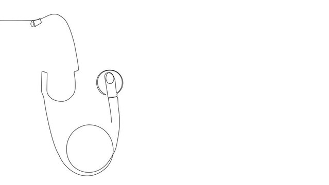 4k animated self drawing of continuous line drawing of kardiologichnij stetoskop doctor ld cardio. Medecine tools.