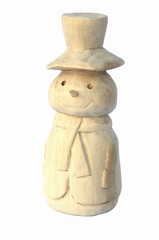 Carved wooden figurine of a snowman