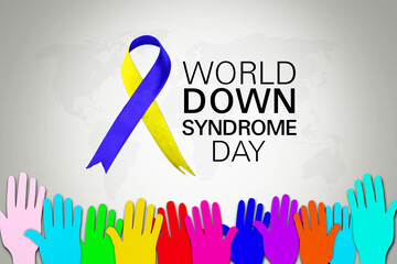 World down syndrome day text with colorful hands
