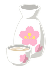 甘酒セット　ひな祭りアイコン/ ひな祭り素材/ベクター画像