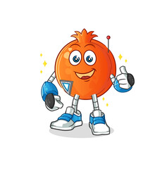 pomegranate robot character. cartoon mascot vector