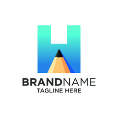 Letter H Pencil Logo Design Template Inspiration, Vector Illustration.