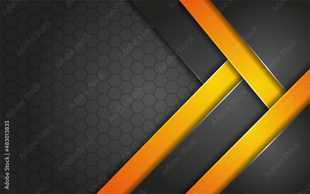 Poster modern grey background overlap yellow with light lines effect