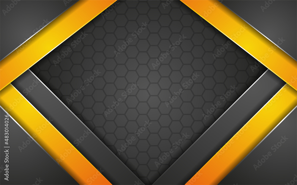Poster modern grey background overlap yellow with light lines effect