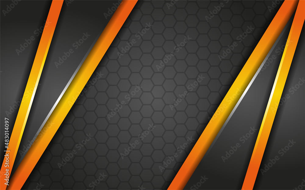 Poster modern grey background overlap yellow with light lines effect
