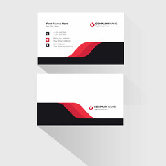 Black and red color business card template, visiting card minimal 