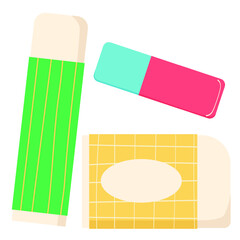 Erasers vector illustration in flat color design