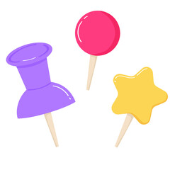 Push pins vector illustration in flat color design