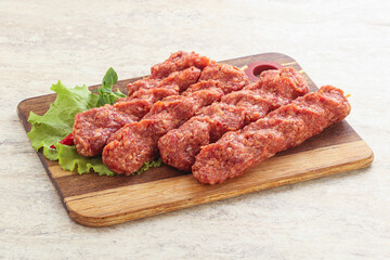 Raw beef kebab minced meat