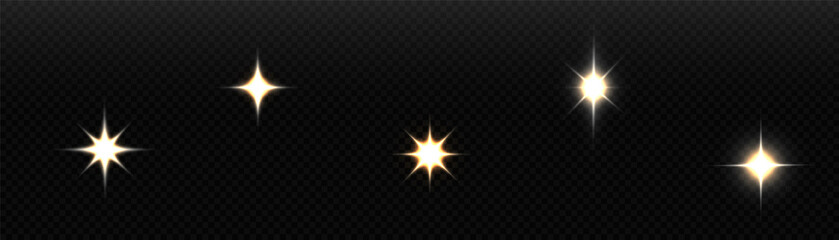 A set of light lights and sparks. Abstract cool light lights isolated on transparent background. For vector illustrations.