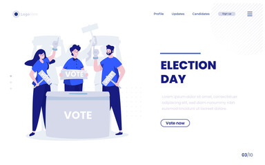 Participate election vote illustration concept on landing page design