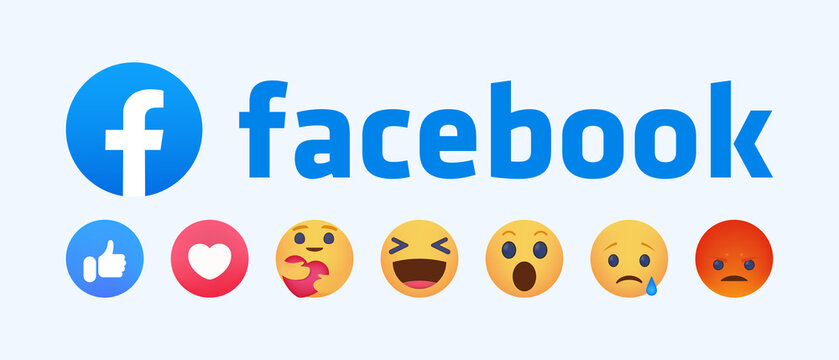 Facebook icon set. Social media concept. Emoticon icon set. Vector. Zaporizhzhia, Ukraine - December 14, 2021
